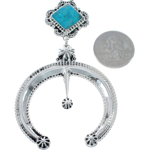 Navajo Naja Turquoise Authetnic Sterling Silver Link Necklace AX127951